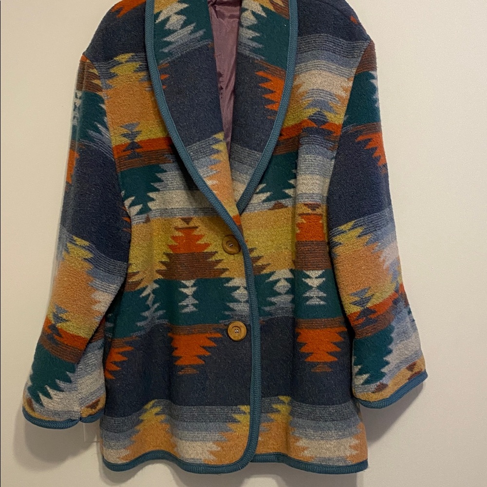 Jofeld vintage Colorful Geometric Patterned Jacket, thick and heavy